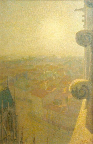 michel-Auguste COLLE (1872-1949). N°1. Vue sur Nancy, vue de Saint Epure. Huile sur...