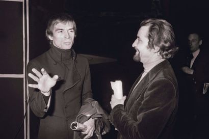 Bernard BARDINET (né en 1950) Rudolf Noureev et Maurice Béjart au Palais des Congrès,...