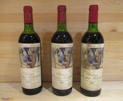 null 12 bouteilles CHÂTEAU MOUTON ROTHSCHILD, GCC1 Pauillac, 1973 (5 H.E - 2 M.E....