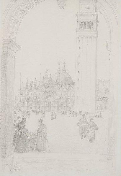 Axel Herman HAIG [suédois] (1835-1921) 
Venise, la place Saint-Marc, 1897
Dessin...