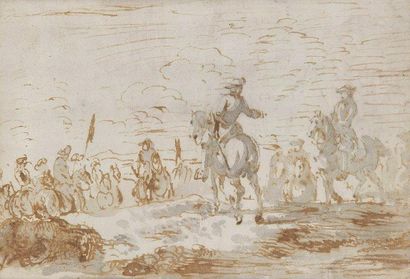 Johann Philipp LEMBKE (Nuremberg 1631 - Stockholm 1711) 
Scène de bataille
Plume...