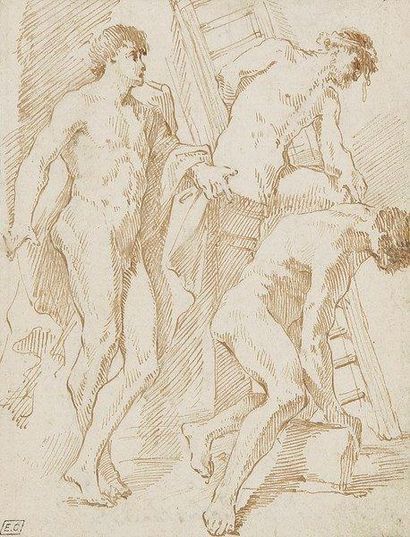 Giovanni Paolo PANINI (Plaisance 1691 - Rome 1765) 
Étude de trois hommes devant...