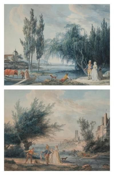 Jean Baptiste HILAIRE (Audun le Tiche 1753 - Paris après 1822) 
Couple embarquant...