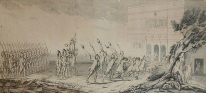 Attribué à Abraham GIRARDET (Locle 1764 - Paris 1823) 
Le Club de Clichy ou le coup...