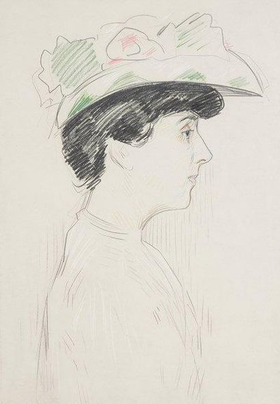René-Georges Hermann, dit HERMANN-PAUL (1864-1940) 
Portrait présumé de la femme...