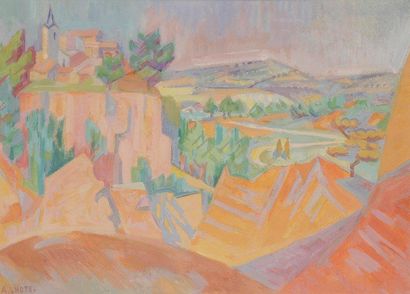 André LHOTE (1885-1962) 
Val des Fées à Roussillon, 1941
Gouache sur vélin.
Signée...