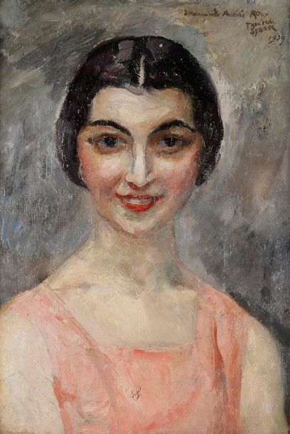 Tancrède SYNAVE (1860-?) 
Portrait de jeune femme, 1929
Huile sur toile.
Signée,...