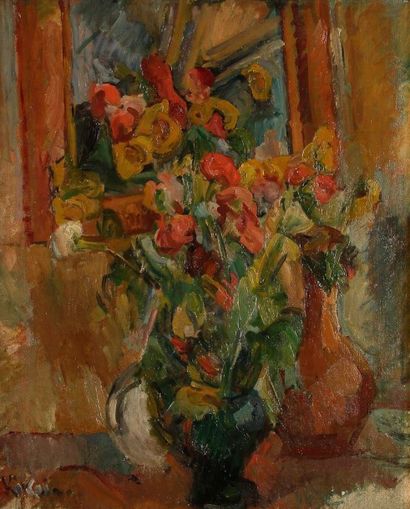 Michel KIKOÏNE (1892-1968) 
Nature morte au bouquet
Huile sur toile.
Signée en bas...