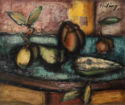 Franz PRIKING (1929-1979) 
Nature morte aux fruits
Huile sur toile.
Signée en haut...
