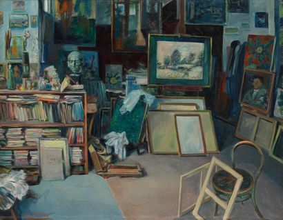Boris TASLITZKY (1911-2005) 
Atelier, 1969
Huile sur toile.
Signée en bas à gauche.
73...