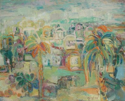 David GARFINKIEL (1902-1970) 
Paysage d'Israël
Huile sur toile.
Signée en bas à droite.
73...
