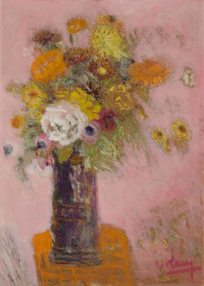 JEAN VOLANG (1921-2005) 
Vase de fleurs
Huile sur toile.
Signée en bas à droite.
73...