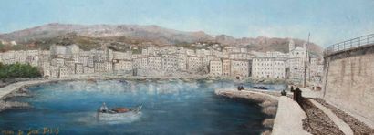 Henri de SAINT-DELIS (1878-1949) 
Bastia, le vieux port, vers 1945-49
Huile sur panneau.
Signée...