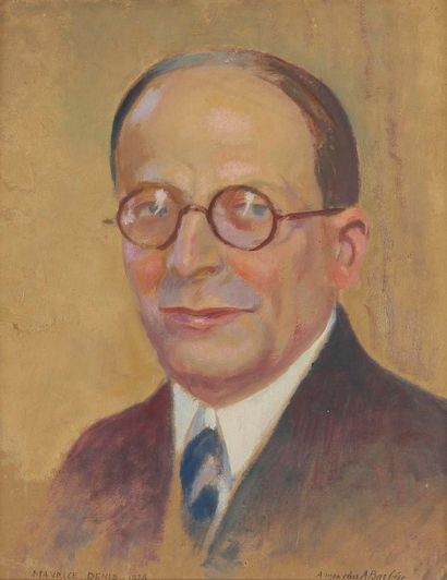 Maurice DENIS (1870-1943) 
Portrait du peintre André Barbier, 1936
Huile sur carton.
Signée...