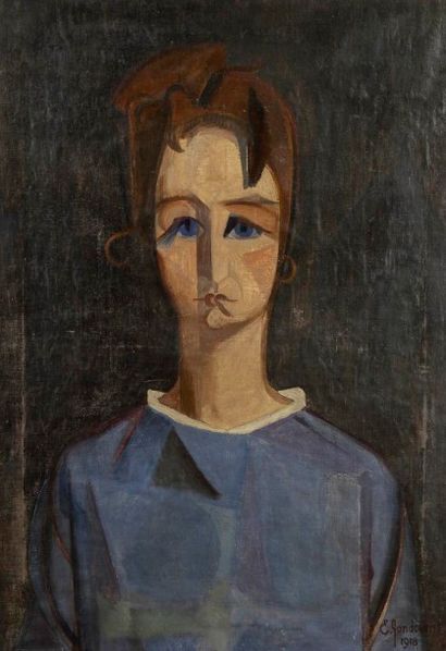 Emmanuel GONDOUIN (1883-1934) 
Portrait de femme, 1918
Huile sur toile.
Signée et...
