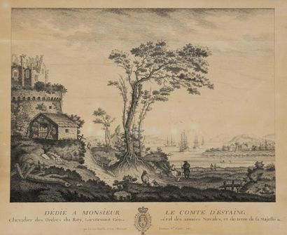 C?nt CAUSSE (Actif en 1767) Paysage à la ferme au bord d'une rivière, à la manière...