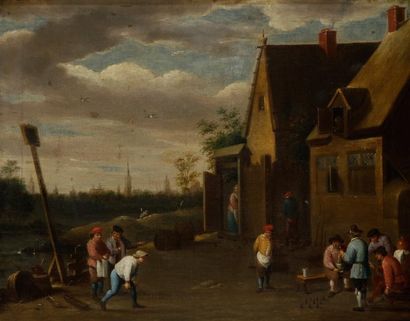École FLAMANDE du XVIIIe siècle, suiveur de Thomas van APSHOVEN Les joueurs de quilles....