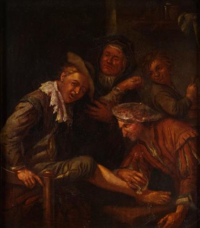 ÉCOLE HOLLANDAISE du XVIIIe siècle, suiveur de Jan STEEN L'opération du pied. Panneau...