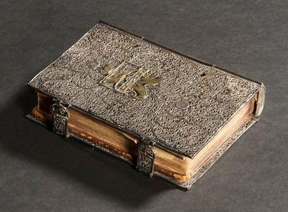  [PSAUMES] RELIURE EN ARGENT FILIGRANÉ Europe, XVIIe siècle. Psaltérium. Anvers,...