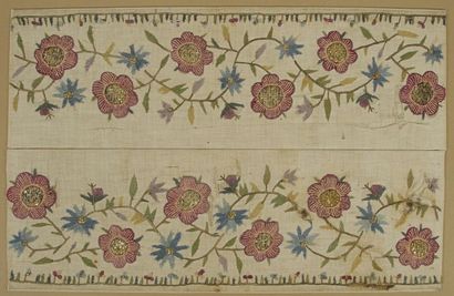 null Huit extrémités de serviettes ottomanes brodées, Turquie, XIXe siècle 
Coton...
