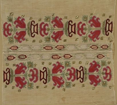 null Huit extrémités de serviettes ottomanes brodées, Turquie, XIXe siècle 
Coton...