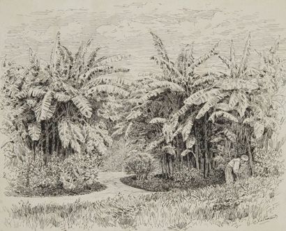 Charles LALLEMAND (1826-1904) 
Paysage de Tunisie (Terourba)
5 dessins à l'encre...