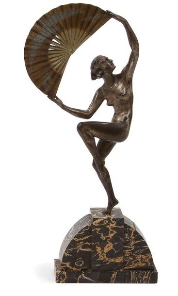 Marcel André BOURAINE (1886-1948) 
Danseuse à l'éventail, circa 1925
Sculpture.
Épreuve...