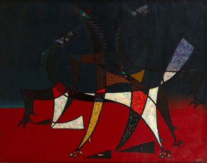 Georges PAPAZOFF (1894-1972) 
Chevaux
Huile sur toile.
Signée en bas à droite.
89...