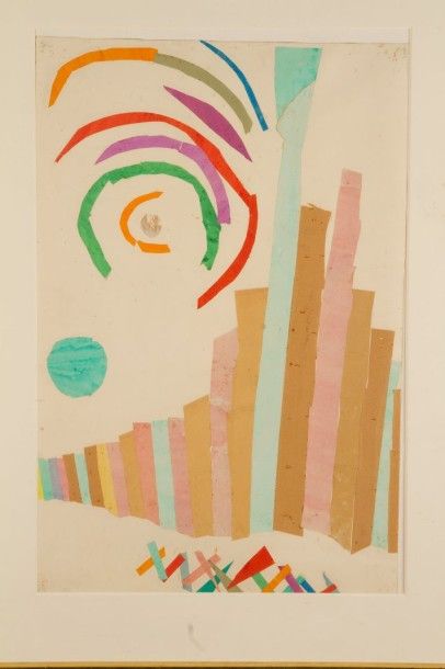 André LANSKOY [russe] (1902-1976) 
Étude pour le journal d'un fou
Collage.
65 x 43.5...