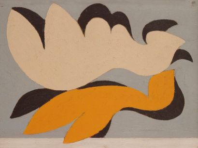 Henri DAVRING [allemand] (1894-1970) 
Composition
Huile sur panneau.
Monogrammée...