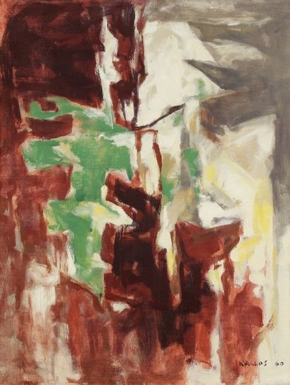 Paul KALLOS [hongrois] (1928-2001) 
Composition, 1960
Huile sur toile.
Signée et...