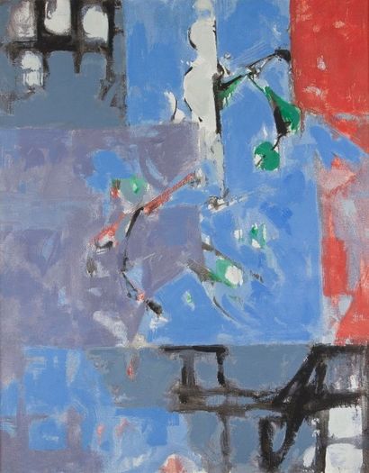 Paul KALLOS [hongrois] (1928 - 2001) 
Composition, 1963
Huile sur toile.
Signée et...