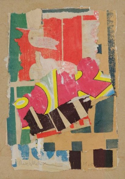 Arthur AESCHBACHER (né en 1923) 
Composition, 1965
Collage d'affiches lacérées.
Signée...