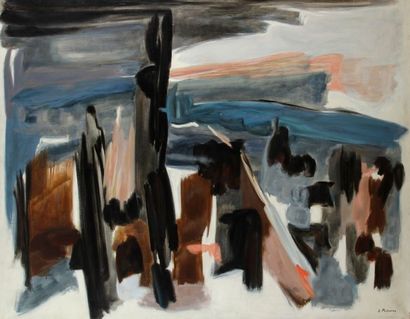 James PICHETTE (1920-1996) 
De ces hauteurs, 1960-61
Huile sur toile.
Signée en bas...