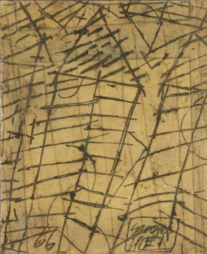 Georges NÖEL (1924-2010) 
Palimpseste dynamique, 1966
Technique mixte sur toile.
Signée...