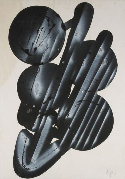 Ladislas KIJNO (1921-2012) 
Composition, vers 1960-65
Huile sur papier marouflé sur...