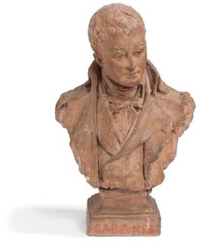 null Buste en terre cuite représentant Pierre Jean Georges Cabanis (1757-1808). Fin...