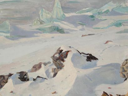 Vladimir Petrovitch TOMILOVSKY (1901-1990) Glaces au mois de mars, 1954 Huile sur...