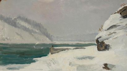 Vladimir Petrovitch TOMILOVSKY (1901-1990) Lac Baïkal en hiver, 1955 Huile sur carton...