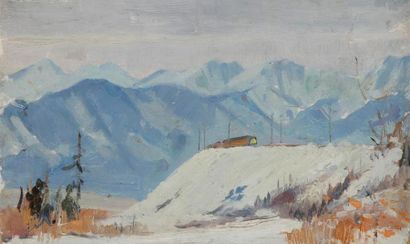 Vladimir Petrovitch TOMILOVSKY (1901-1990) Train dans les contreforts de Sayan, 1958...
