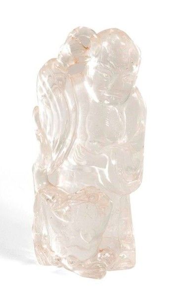CHINE - Début XXe siècle 
Statuette de Luohan debout en cristal de roche avec un...