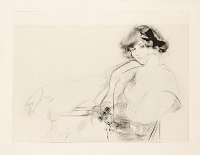 Edgar CHAHINE (1874-1947) 
 La Belle Rita. 1903. Pointe sèche. 385 x 285. Tabanelli...