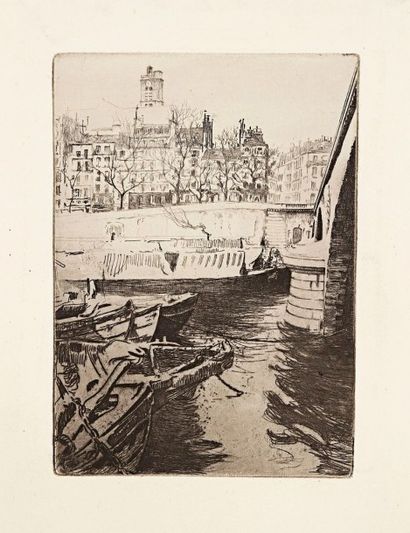 Edgar CHAHINE (1874-1947) 
 Saint-Gervais. 1903. Eau-forte. 185 x 260. Tabanelli...