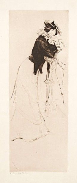 Edgar CHAHINE (1874-1947) 
 Carmen. 1904. Pointe sèche. 165 x 453. Tabanelli 126....
