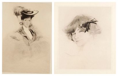 Edgar CHAHINE (1874-1947) 
 Rita; Mademoiselle Noyes. 1904. Pointe sèche. 300 x 350...