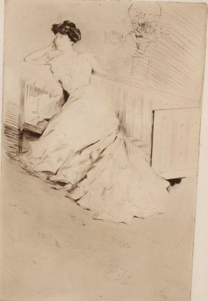 Edgar CHAHINE (1874-1947) La Femme au divan. 1905. Pointe sèche. 298 x 465. Tabanelli...