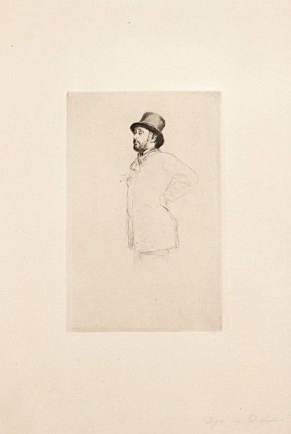 Marcellin DESBOUTIN (1823-1902) 
 Degas au chapeau, ou Degas en buste. 1876. Pointe...