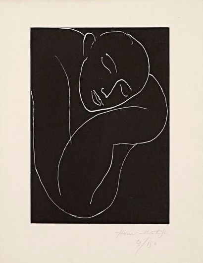 Henri MATISSE (1869-1954) 
 L'Homme endormi. 1936. Aquatinte. 172 x 247. Duthuit-Garnaud...