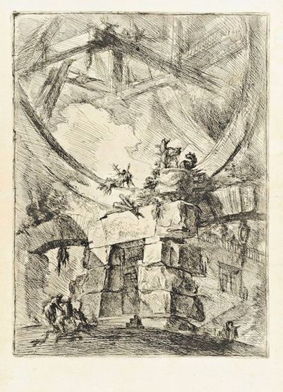 Giambattista PIRANESI (1720-1778) 
 La Roue géante (Carceri, pl. 9). 1749. Eau-forte....