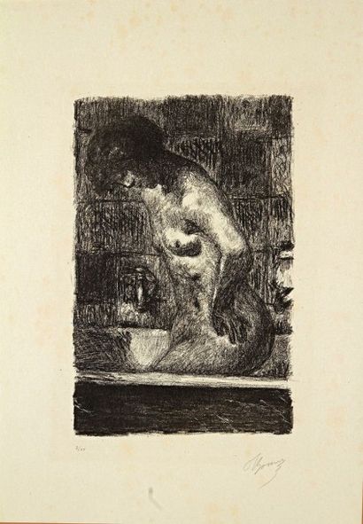 Pierre BONNARD (1867-1947) 
 Femme debout dans sa baignoire. 1925. Lithographie....